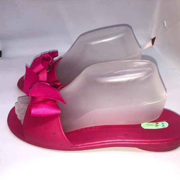 OKA Slip-on Barbiecore Pink Bow Sandals Women's Size Large - Picture 5 of 8
